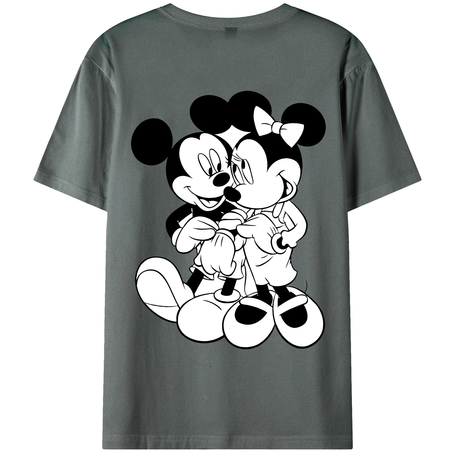 ミッキーマウス Mickey Mouse 綿100％ メンズ半袖Tシャツ（バックプリント） 通気性
